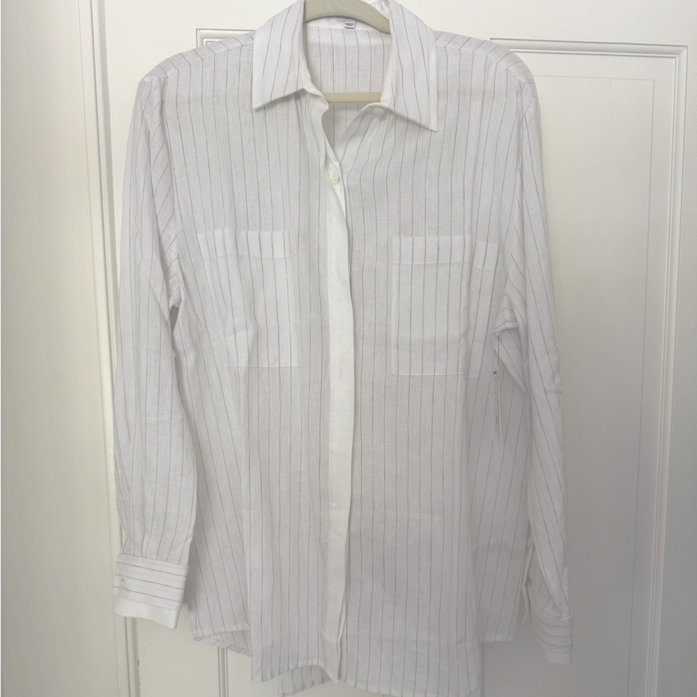 Equipment White linen Shirt with Subtle Stripes NWT